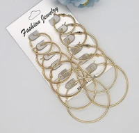 6pairsset vintage dangle ring big circle earrings women steampunk ear clip new