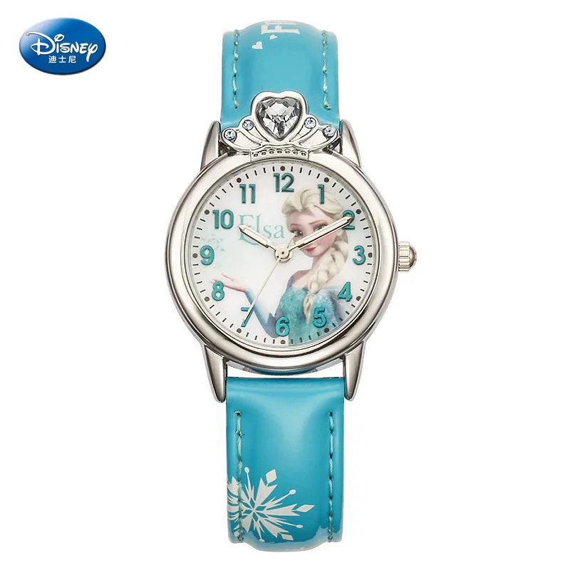 

Disney Frozen Princess quartz Wristwatch 3Bar waterproof simple fashion cute round leather strap women watches gift Alloy Buckle