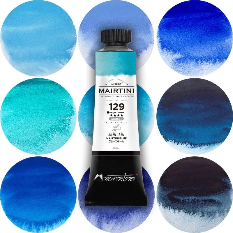 MAIRTINI 15ml Artist Blue Watercolor Paint Tube Professional Water Color Acuarelas For Painting Art Supplies