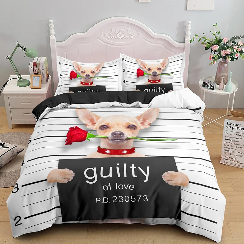 Комплект постельного белья Веселая собака с принтом животных одиночное двойное