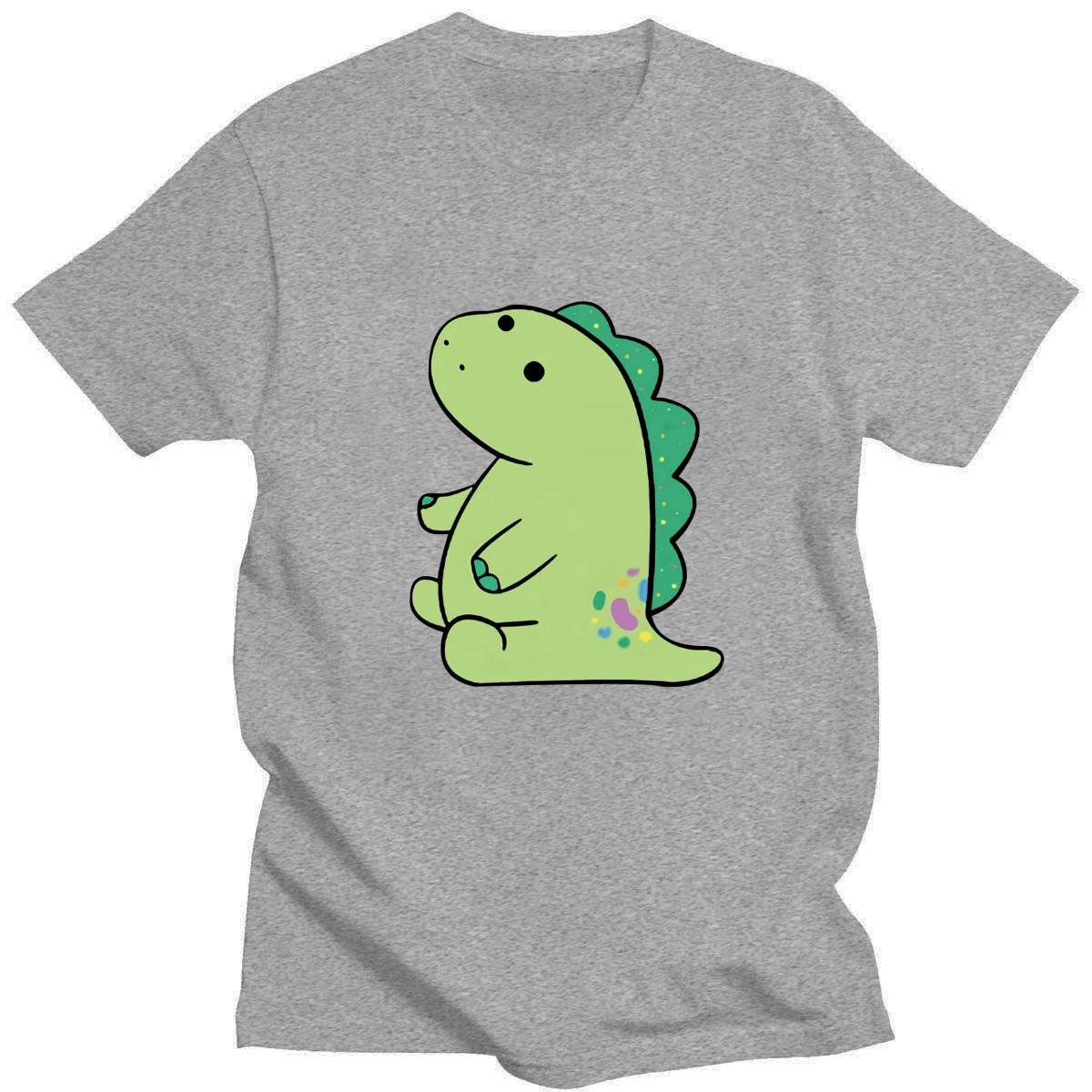 

Kawaii Green Dinosaur Print T-Shirt Fashion Casual Neutral Short Sleeve O-Neck Cotton T-Shirt 2021 New Arrival