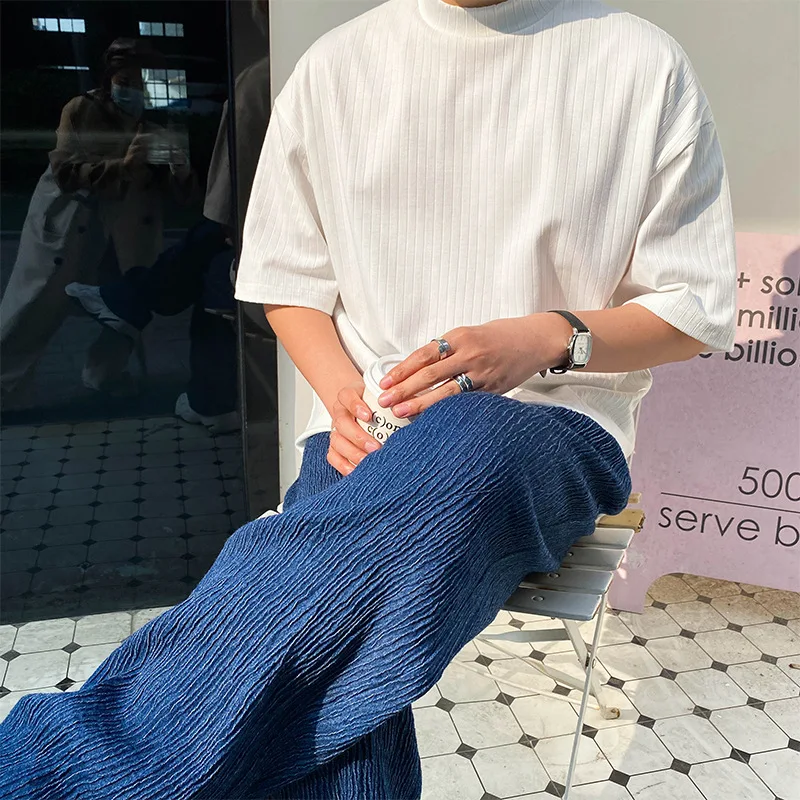 

Men Clothing 2021 Spring Korean Street Folds Drape Trousers Men's Loose Casual Pants Fashionable Trendy Men's Pants