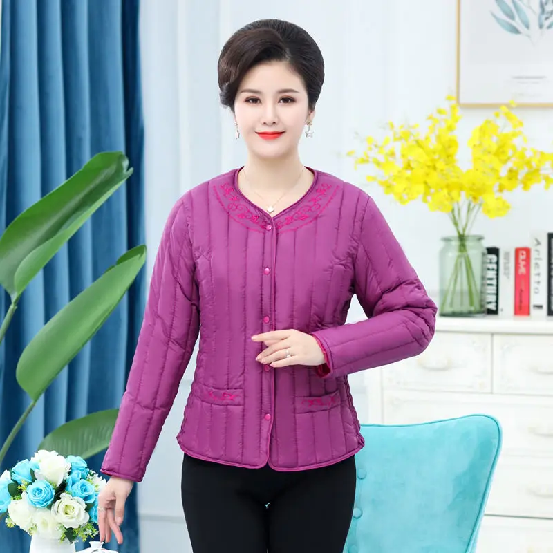 

New middle-aged and old women's down cotton jacket short style thickened autumn and winter mother's down cotton liner