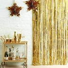 Занавеска с бахромой из золотой фольги, 2 м, 3 м, фон для фотосъемки на день рождения, блестящая, металлическая, занавеска с блестками, декоративные материалы для свадебной вечеринки