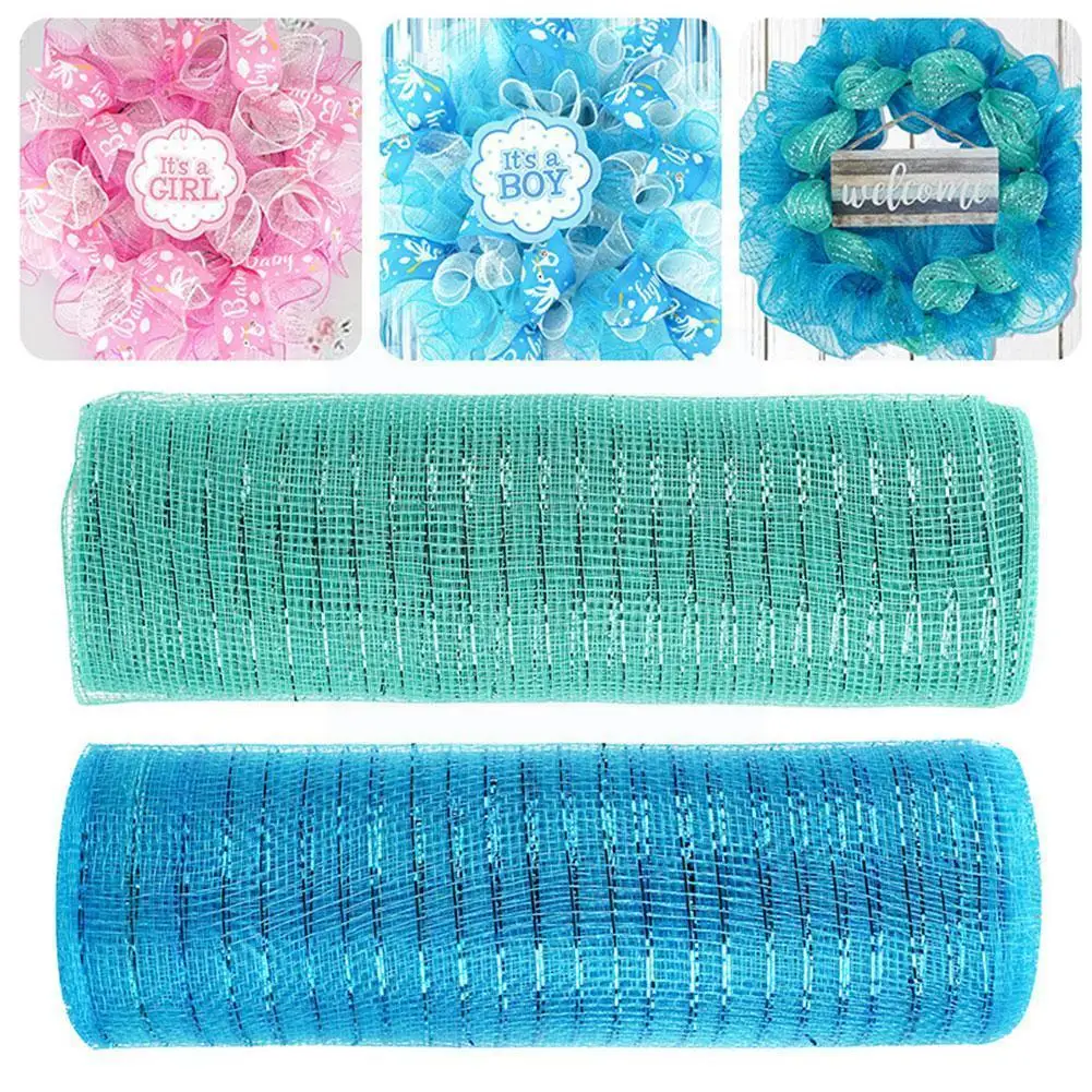 

Mesh Ribbon Home Wedding Decor Poly Mesh Ribbon with Metallic Foil Each Roll for Wreaths Bows Wrapping Christmas Decoration E4N0