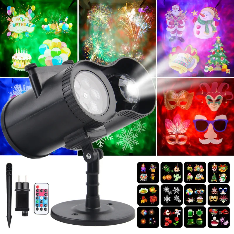 Водонепроницаемый светодиодный светильник в виде снежинок 12 узоров для