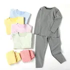 Детские комплекты термобелья для мальчиков и девочек, детская одежда в полоску, комплект повседневной одежды для маленьких, теплый зимний костюм, модная детская пижама, 2 4, 6, 8, 10 лет