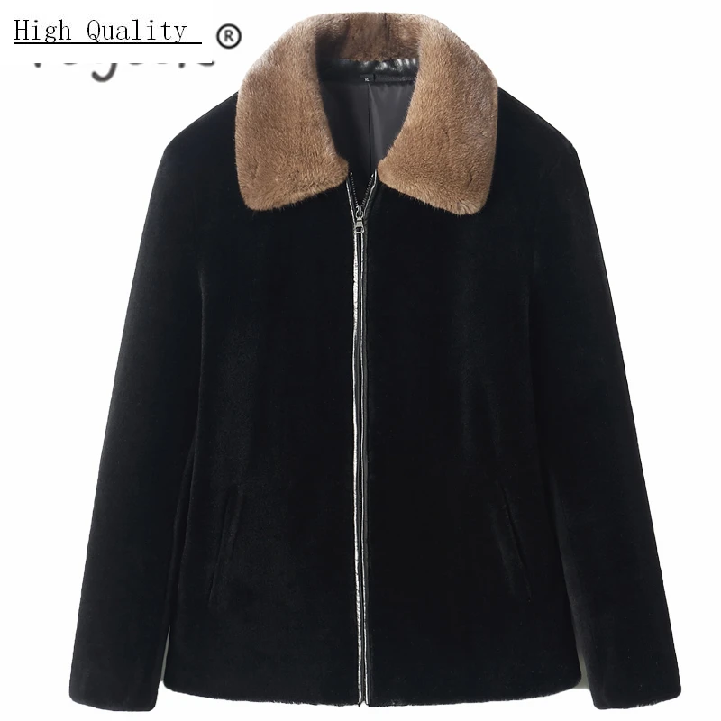 

Winter Coat Male Fashion Real Fur Coat Men Clothes 2020 Korean Casual Sheep Shearing Jacket + Mink Fur Collar Hiver 19002