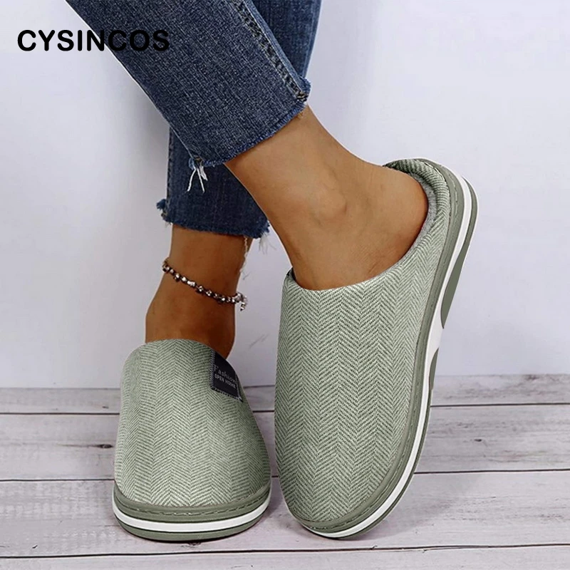 Женские и мужские плюшевые вельветовые тапки CYSINCOS для дома 2021 зимние