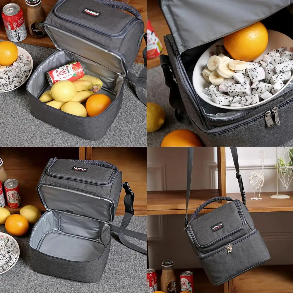 Сумка для ланча с двумя отделениями большая Изолированная Герметичная сумка