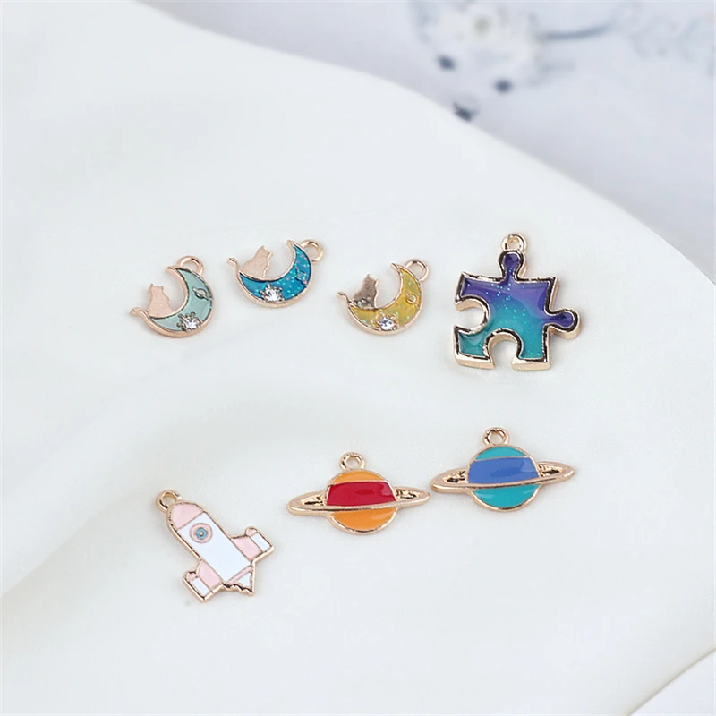 10 шт. хит продаж серьги модные звезды луна ракета сплав масло подвеска трендовые