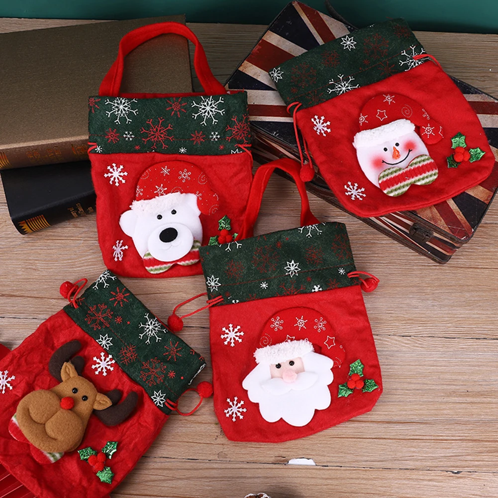 

Cute Christmas Gift Bag Santa Claus Snowman Candy Bags Xmas Party Home Storage Holder Children Gift Festival Decor