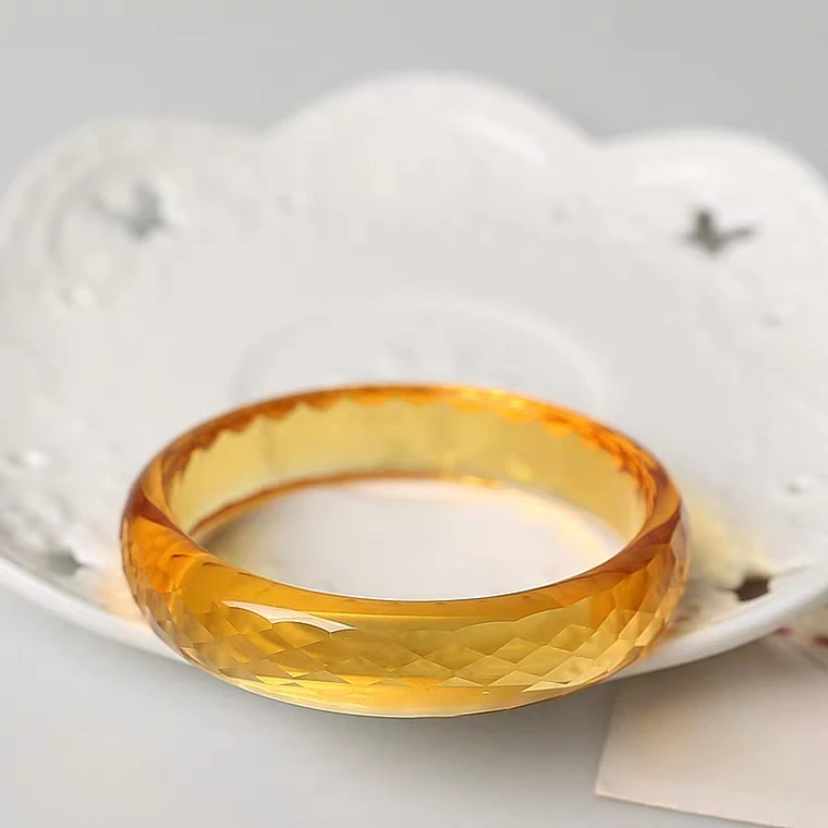 Натуральный желтый цитрин кварцевый браслет с прозрачной огранкой женский 54 мм 55