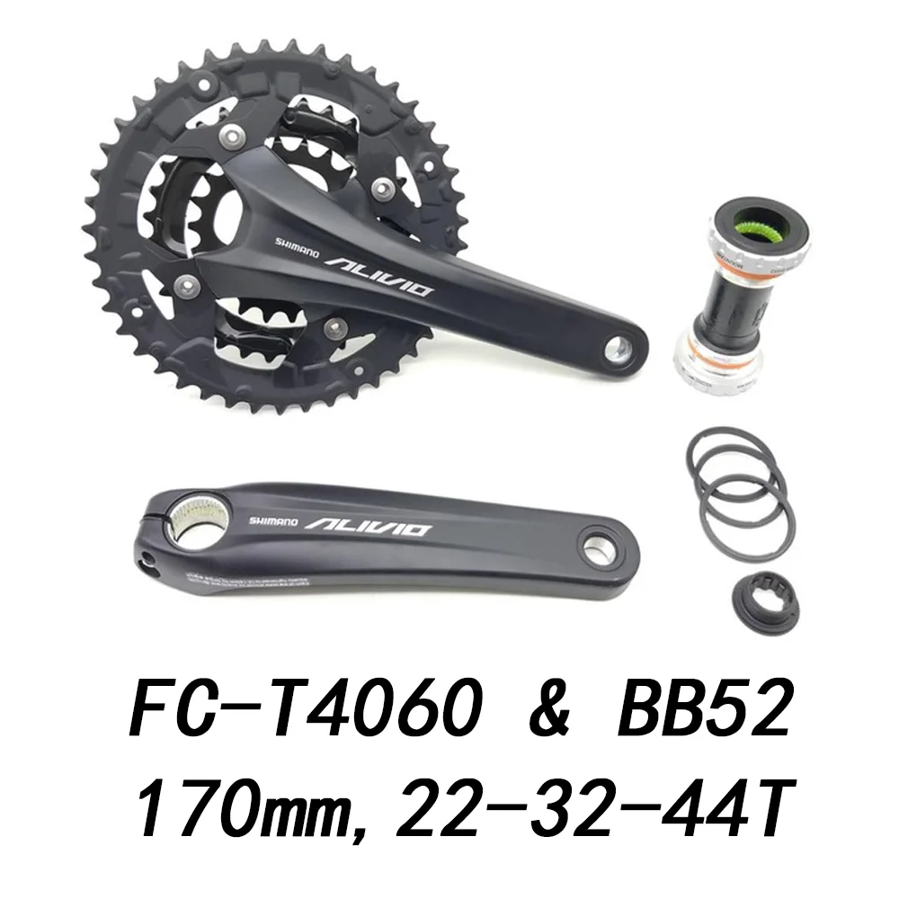 FC-T4060 With BB52 Alivio M4050 T4060 велосипед шатун 22-30-40T 22-32-44T 170 мм 3*9 27 40t 44t скорость HollowTech велосипед шатун бензопила с BB52 - Цвет: FC-T4060 With BB52