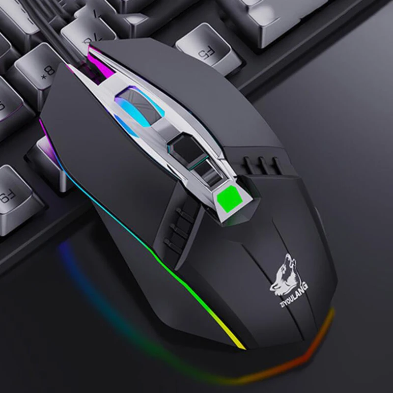 Проводная компьютерная игровая мышь 1800 DPI 4 цвета с подсветкой эргономичный