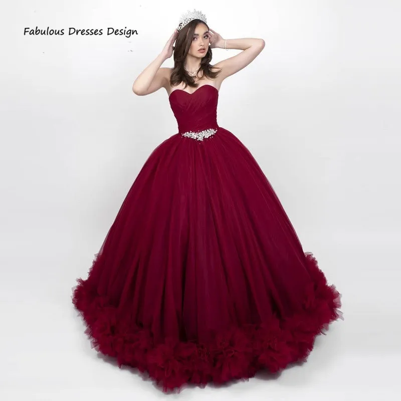 

Пышное Бальное Платье бордовые платья Quinceanera 2021 без бретелек Сладкий 16 платье на свадьбу нарядные платья Для женщин Длинные вечерние платья...