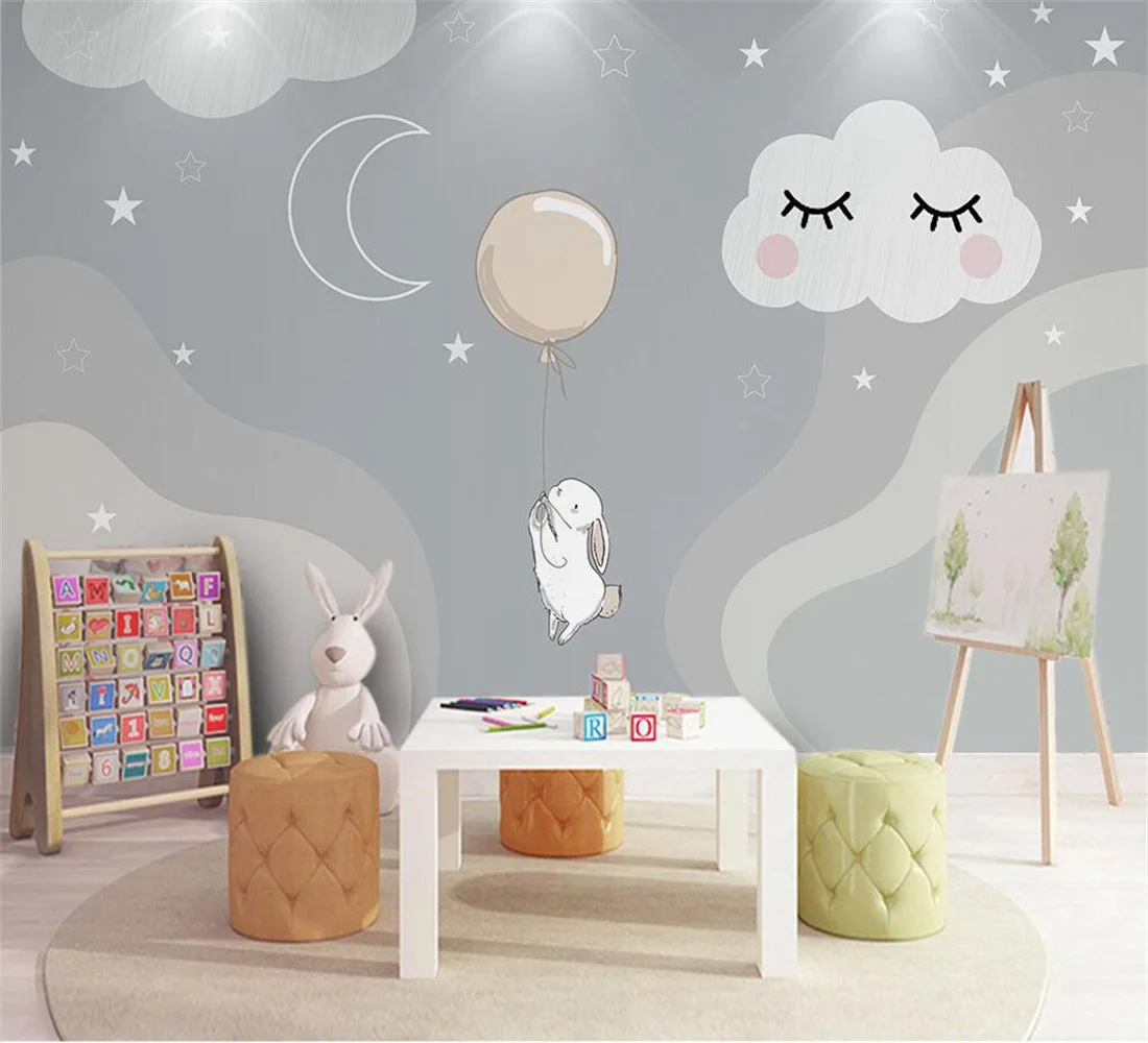 

Custom children's room sky clouds stars moon wallpaper for bedroom walls background wall decoration 3d wallpaper