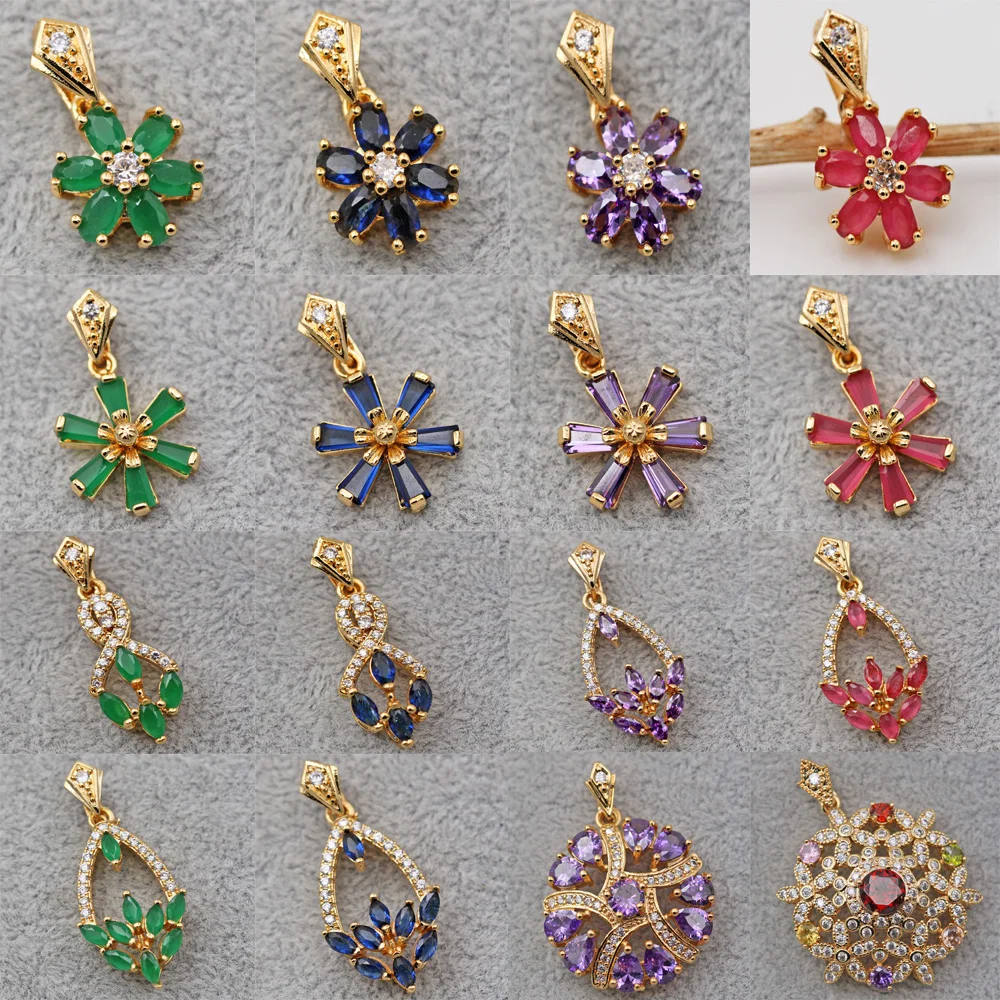 Подвеска в богемном стиле с цветами для женщин кулон из белого золота красным и