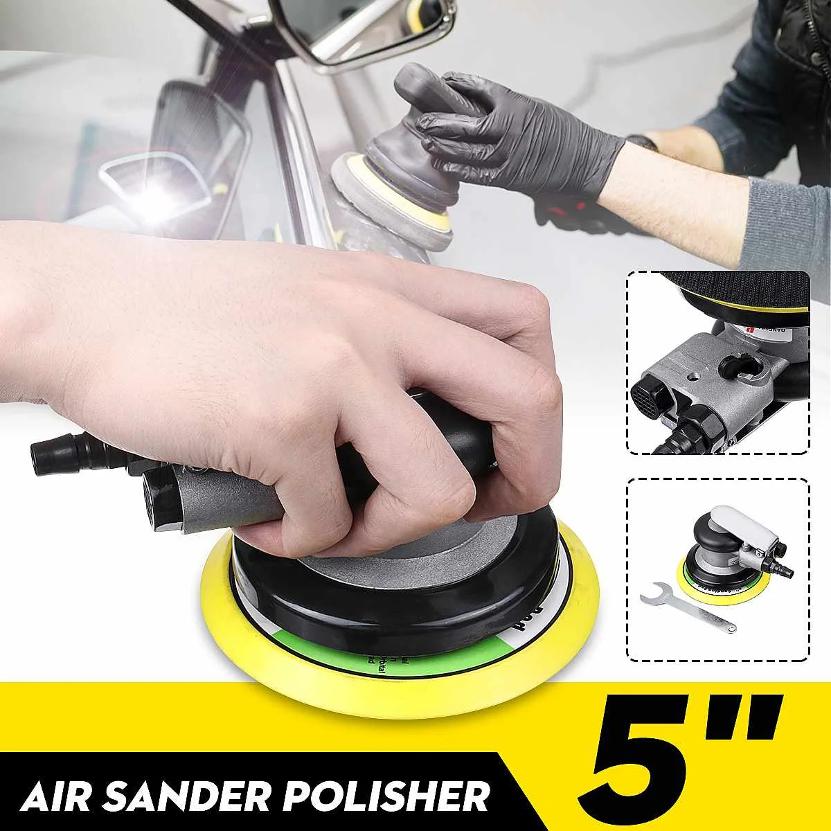 G Sander Kit Полировщик воздуха полировщик двойного действия случайный орбитальный полировальный коврик Автомобильная пневматическая шлифовальная машина для уход за автомобильной краской инструмент - Цвет: G Sander Kit