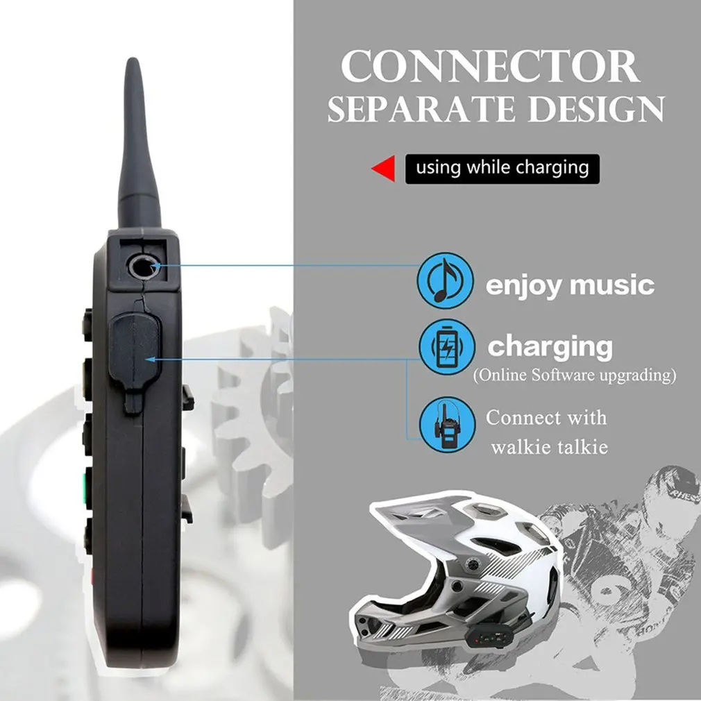 1 мотоцикл для переносного приемо-передатчика Bluetooth гарнитура, наружный полно-дуплекс в режиме реального времени вызова Беспроводной для мотоциклетного шлема гарнитура E6