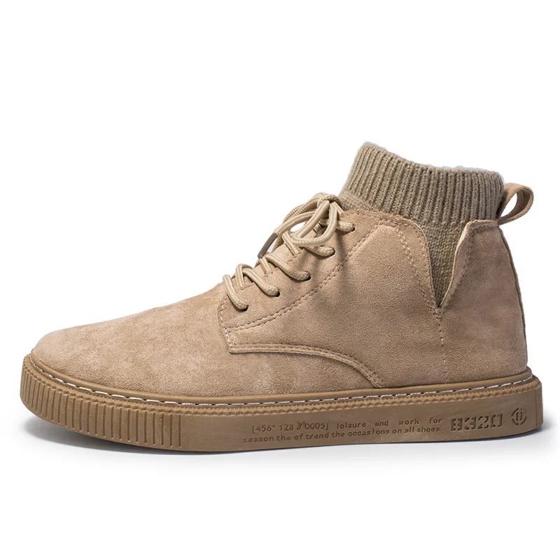 

2021 Spring Autumn New Fashion British Style Men's Boots Round Toe Low Heel Lace-up Casual Martin Boots with Platform for Daily