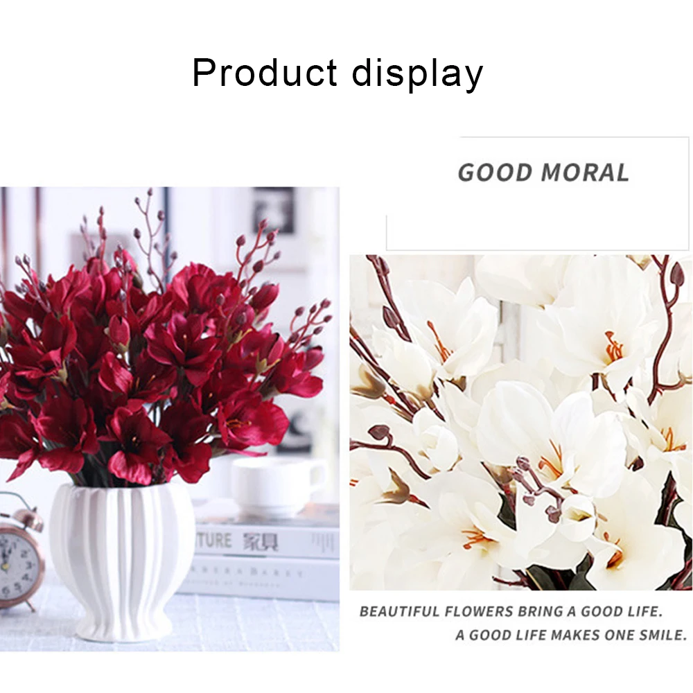 Искусственный букет из цветов магнолии Шелковый тканевый цветок с стеблями и