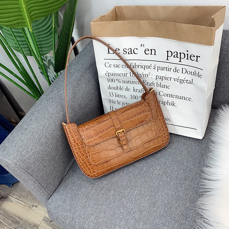 Classic fashion ladies handbag casual women Baguette bag brand style shoulder bags ALLIGATOR cowhide split leather