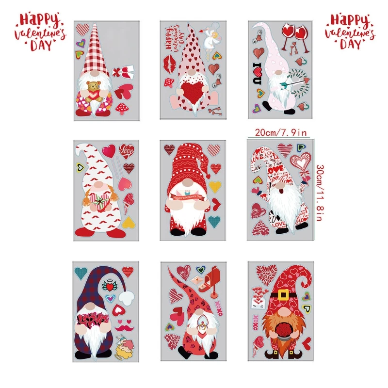 9 шт ко Дню Святого Валентина стикер на стену в форме сердца рождественские гном