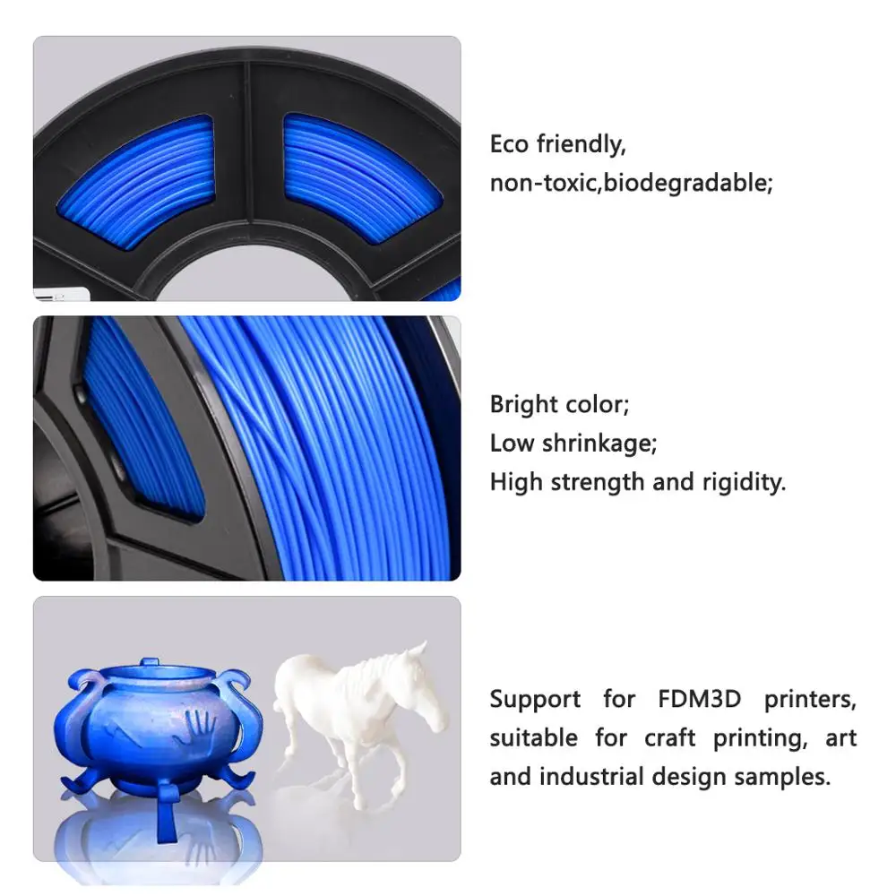 

PLA 3D Printer Filament 1.75/3.0mm 2.2LB(1KG) Spool Dimensional Accuracy +/- 0.02mm with 20 Normal Color & 6 Luminous Color