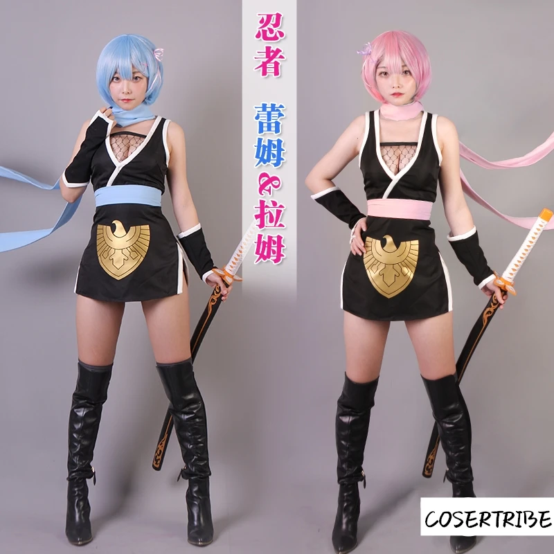 

Anime Re:Life In A Different World From Zero Ram Rem Ninja Uniforms Cosplay Costume Women Halloween Carnival Free Shipping 2019