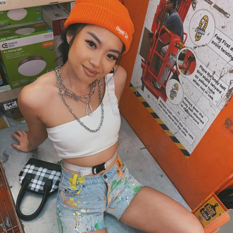 Женский укороченный топ InstaHot летний белый без рукавов с открытой спиной и одним