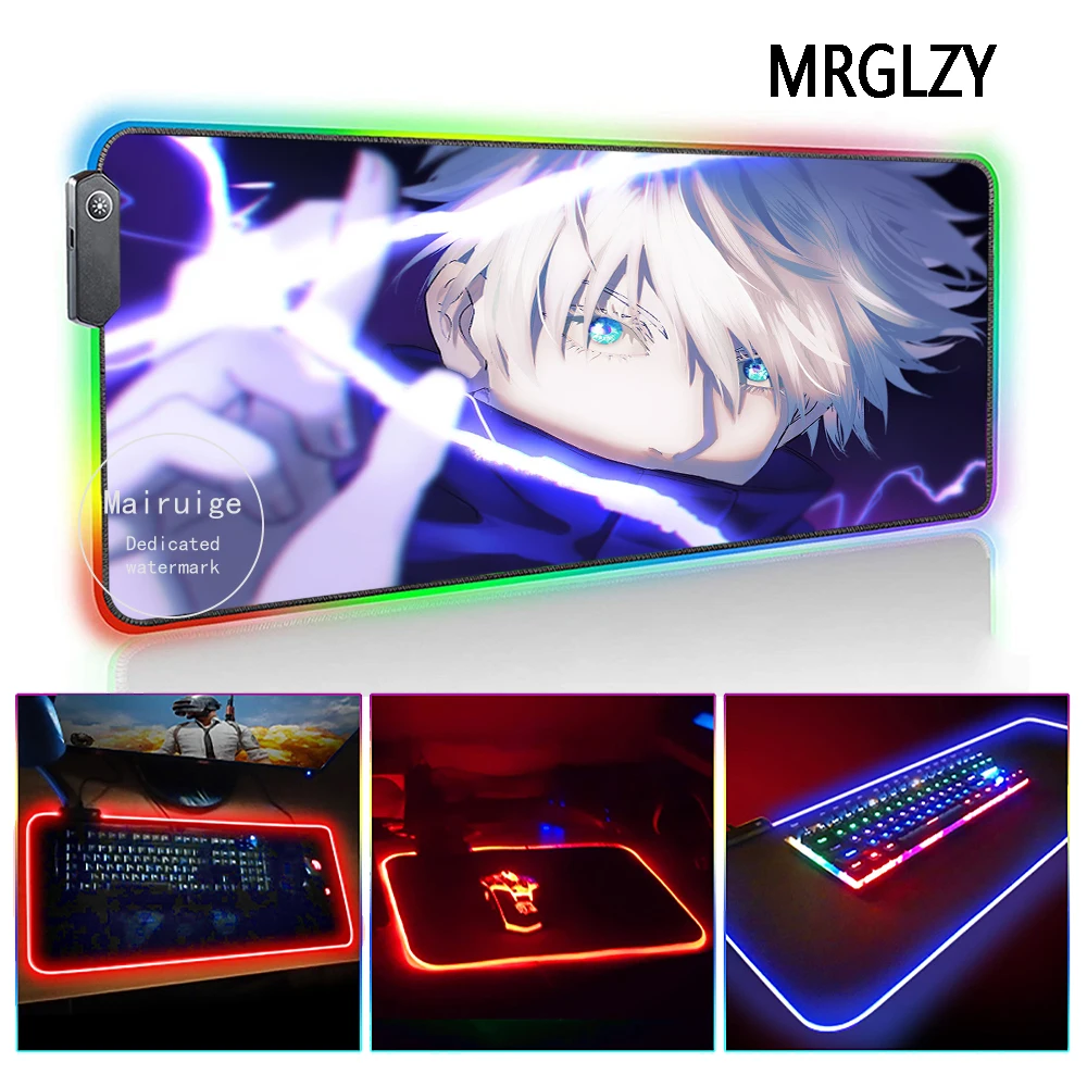 

Горячая Распродажа светодиодная подсветка MRGLZY в стиле аниме RGB для геймеров, большая подкладка для мыши для игровых аксессуаров для клавиат...