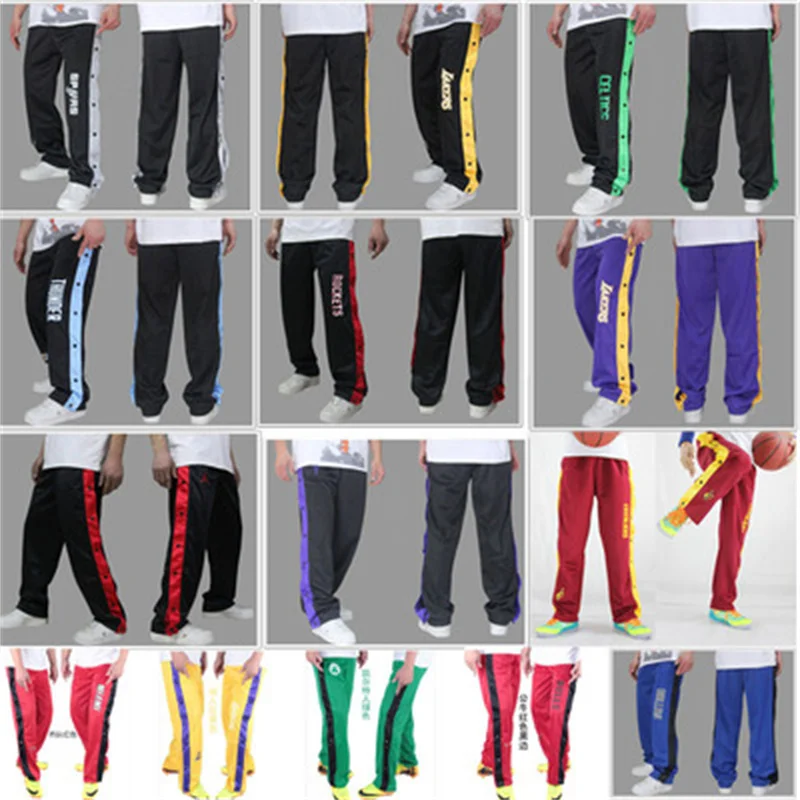 

New Men Pants Fashion Basketball Button Sweatpants Casual Fitness Trousers Joggers Loose Hip Hop Pants High Quality Print