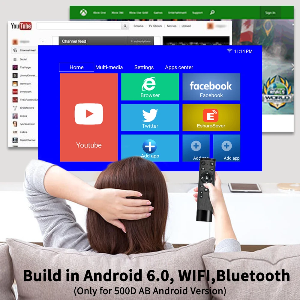 Портативный мини проектор 500D + AB Full HD Wi Fi Bluetooth Android домашний кинотеатр для