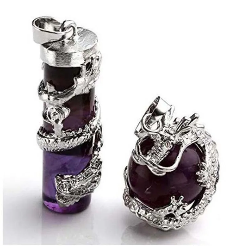 Fashion Couple Jewelry for Lovers Totem Dragon Wrap Natural Stone Bead Gems Necklace Pendant Pendulum Jewellery Gift | Украшения и