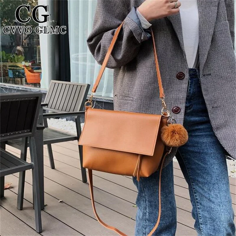 

Cvvo Glmc Solid color leather shoulder bag 2021 new ladies retro Messenger bag designer luxury handbag wallet ladies handbag