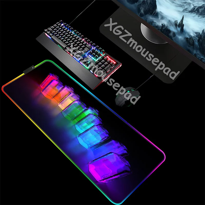 

Цветной коврик для мыши XGZ с RGB-подсветкой, светодиодный usb-коврик для мыши разных размеров