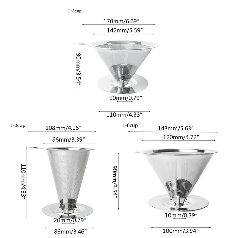 Многоразовый конусный фильтр для кофе с капельницей из нержавеющей стали | Дом и