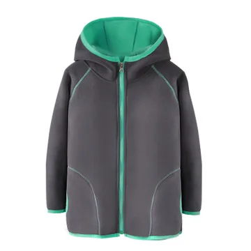 Boys Polar Fleece Jacket Kids Hooded Long Sleeve Autumn Girl Child Coat Embroidery Warm Children Outerwear Clothes - Цвет: Серый