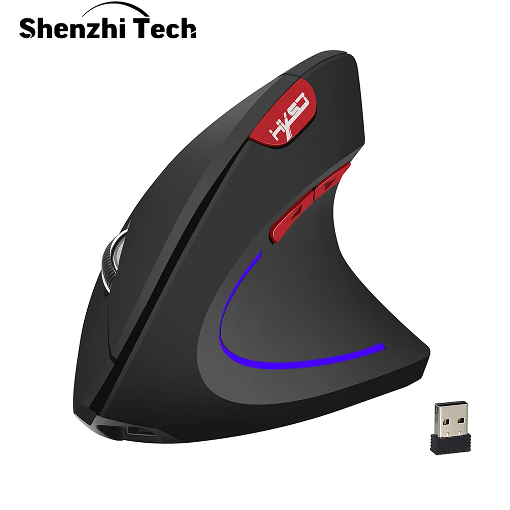 

2.4GHz Vertical Mouse 6D Wireless Mouse Gaming 2400DPI Rechargeable Suitable Ergonomic Design Wrist Pain USB Mice For Compute