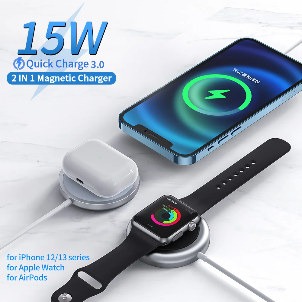 

Suntaiho 15W Magnetic Wireless Charger For iPhone 13 12 ProMax Fast Magnet Charger For Apple Watch Airpods Wireless Charging Pad