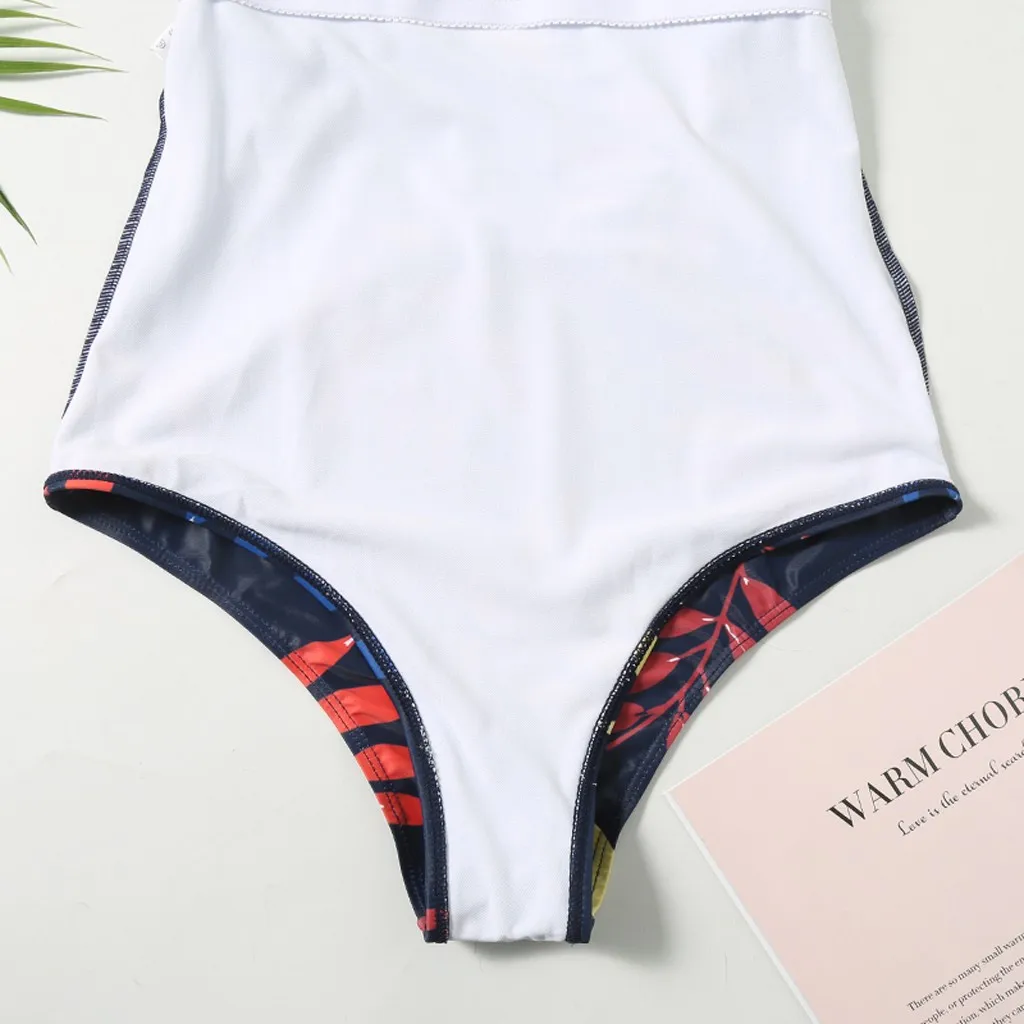 Цельное женское сексуальное бикини с глубоким v образным вырезом и оборками