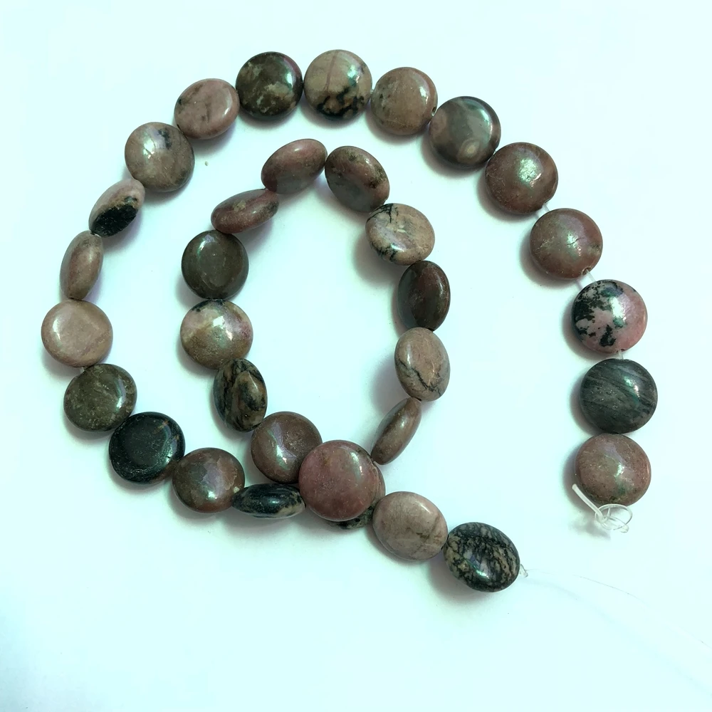 

Wholesale 1string of 15" Natural Rhodonite Coin Beads 12mm Gemstone Loose Bead for Jewelry Making