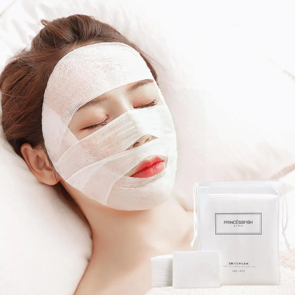 

200 Pieces Makeup Cotton Pad Disposable Skin Stretchable Wet Remover Cleaning Compress Toner Tools Wipes Skincare Towel N8V3