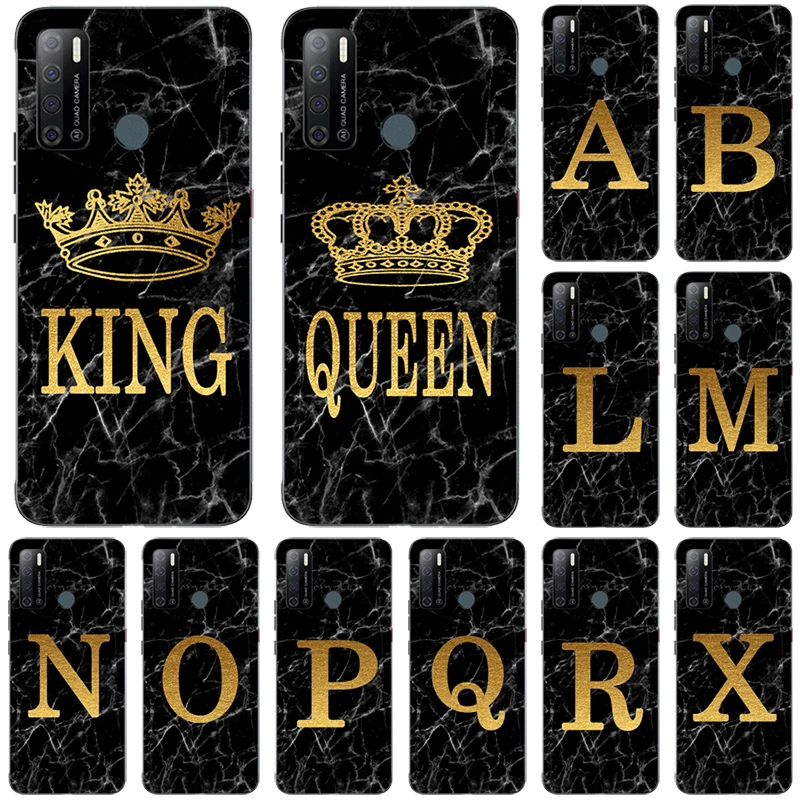 phone case For Tecno Spark Power 2 Air Marble Golden alphabet background Soft TPU Print Cover Fundas | Mobile Phone Cases &amp Covers