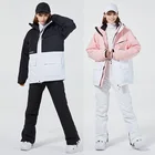 Лыжный костюм для мужчин и женщин, зимние спортивные дышащие теплые ветрозащитные водонепроницаемые куртки для катания на лыжах и сноуборде, лыжные штаны, женский и мужской лыжный комплект