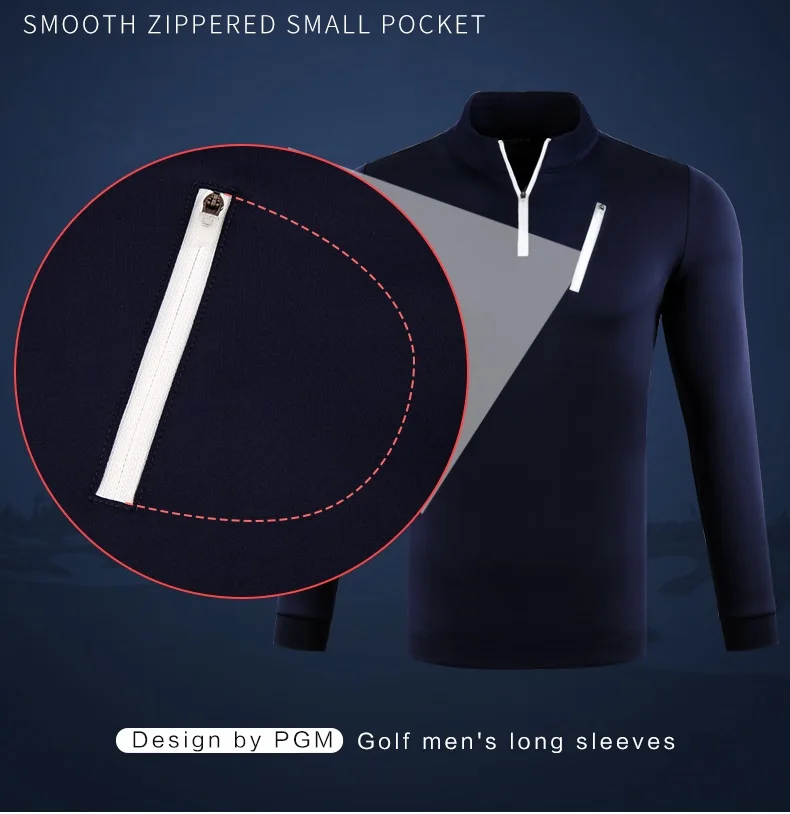 Мужские рубашки для гольфа Pgm футболка с длинными рукавами на молнии дышащие топы