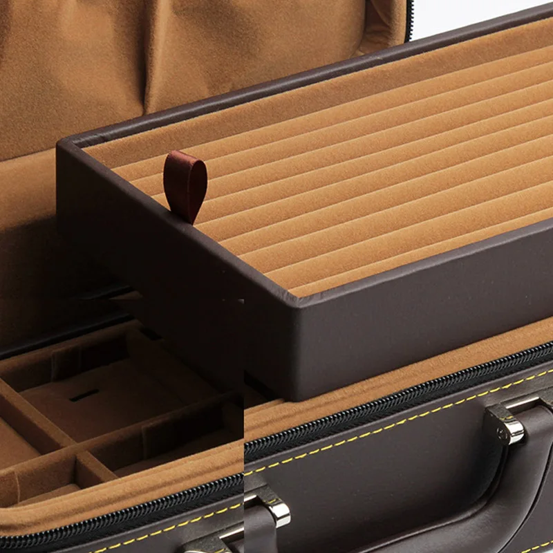 Leather Detachable High Level Necklace Ring Bracelets Jewelry Organizer Box Portable Travel Storage Box Suitcase Available