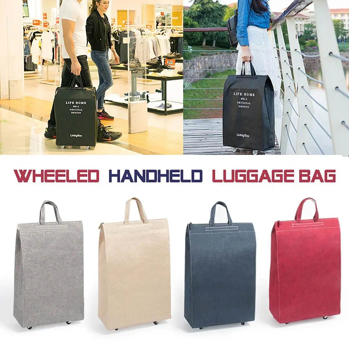 

Women Men Travel Bag Collapsible Ladies Shopping Bag Grocery Puller Trolley Bag Wheel Bag Portable Storage Shopping Cart