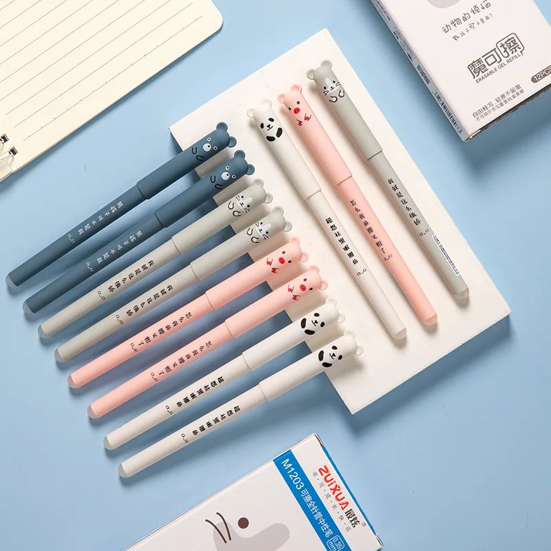 

1/4 Pcs Cute Cartoon bear Panda Pink Mouse Erasable Blue Ink Gel Pen School Office Supply Gift Stationery